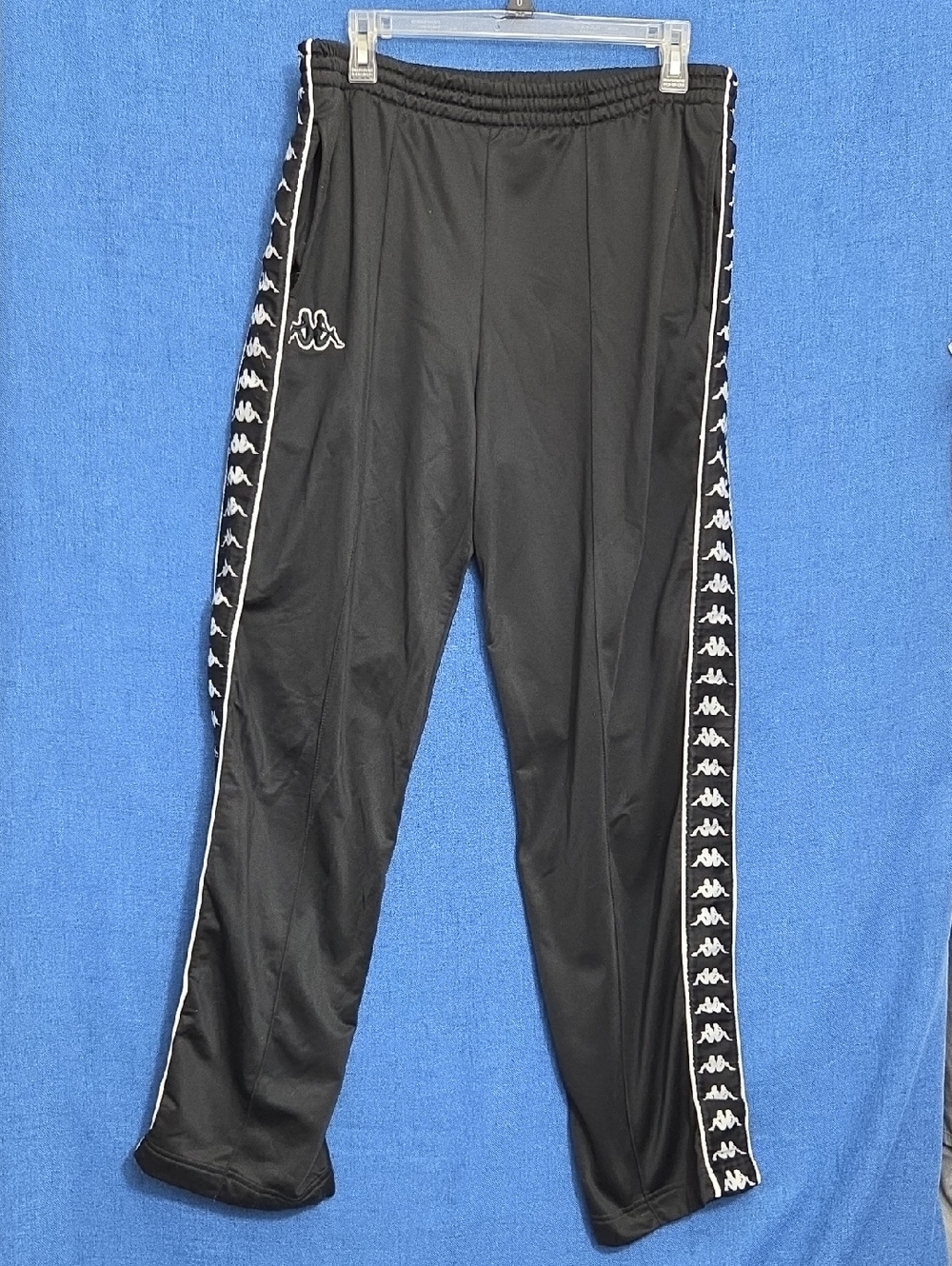 Kappa 222 Banda Black Track Pants Side Logo Tape Athletic Joggers